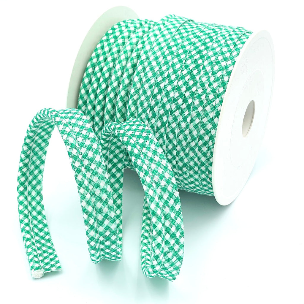 25m Reel of Large Gingham Piping Bias Binding