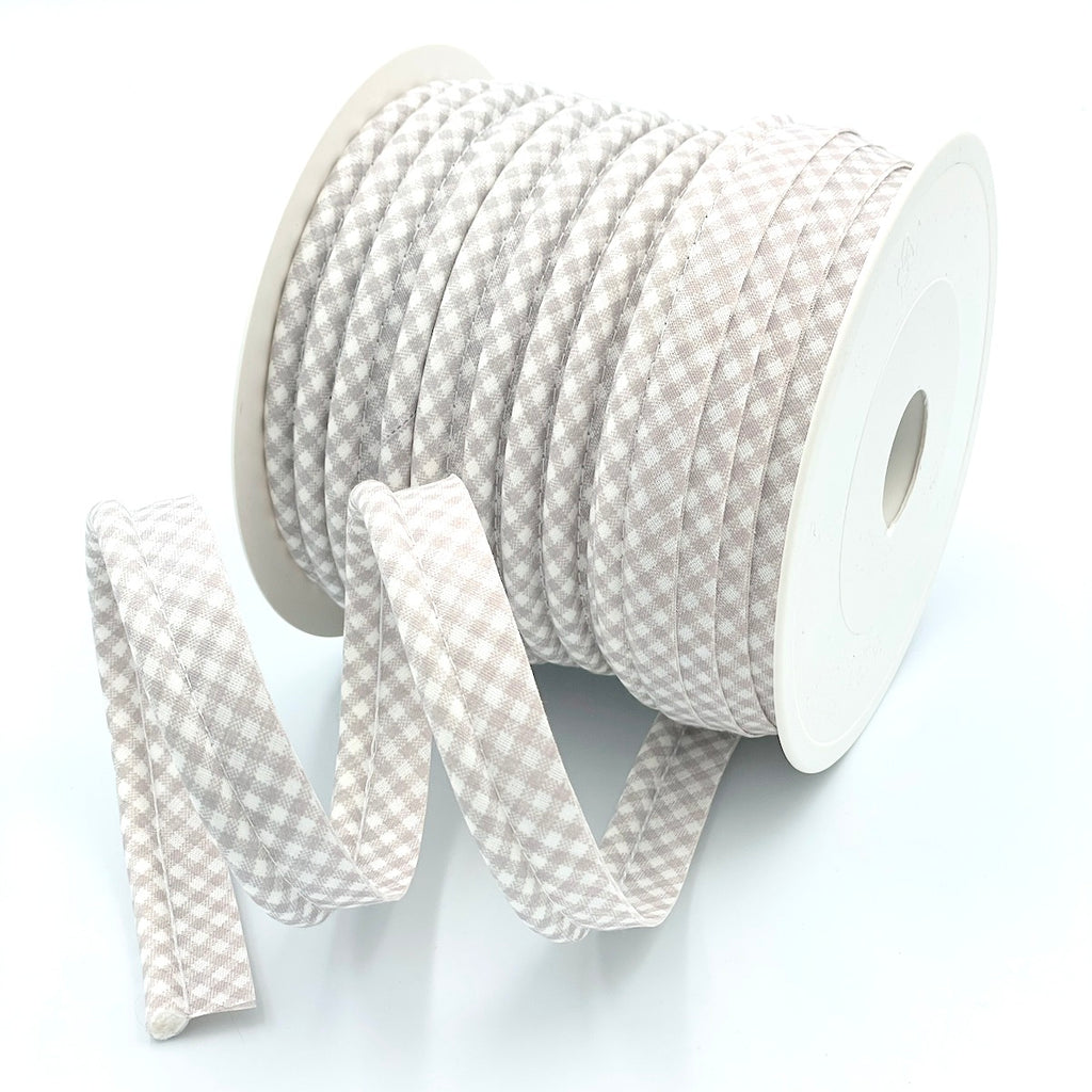 25m Reel of Large Gingham Piping Bias Binding