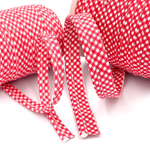 25m Reel of Large Gingham Piping Bias Binding