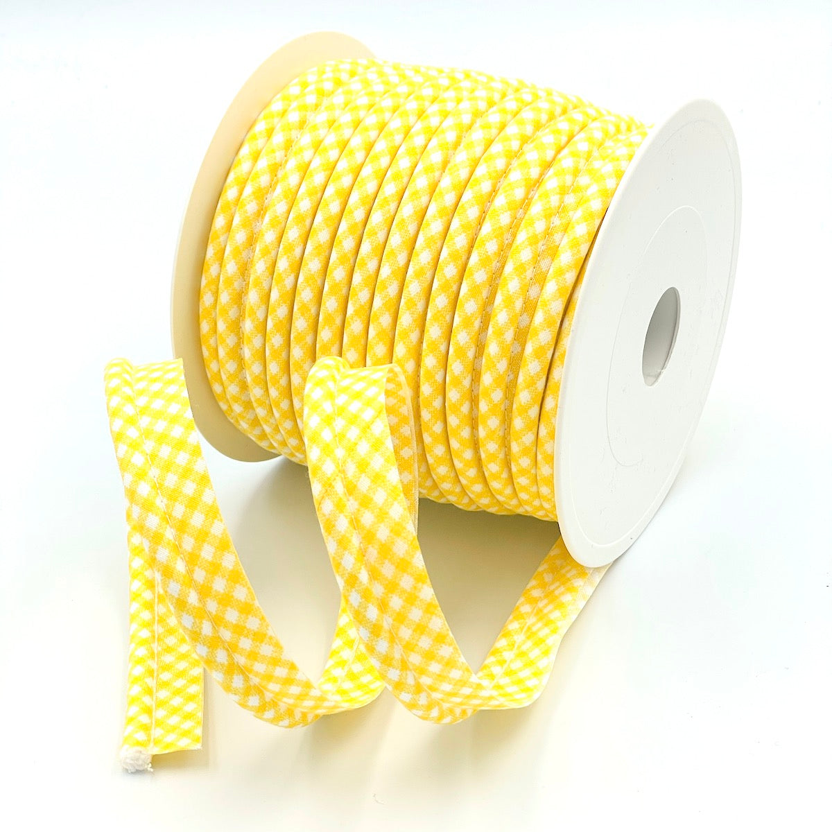 25m Reel of Large Gingham Piping Bias Binding