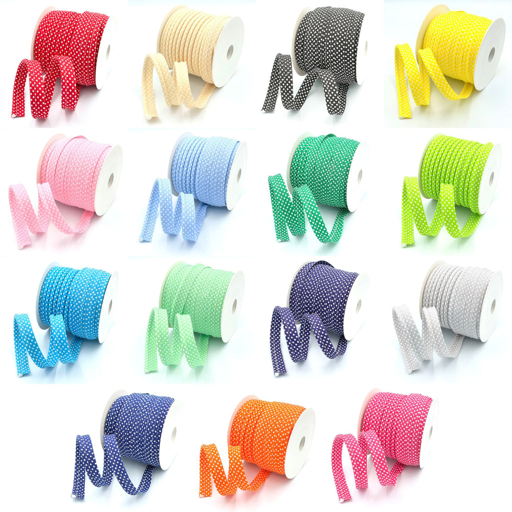 5m Roll of Large Polka Dot Piping Bias Binding