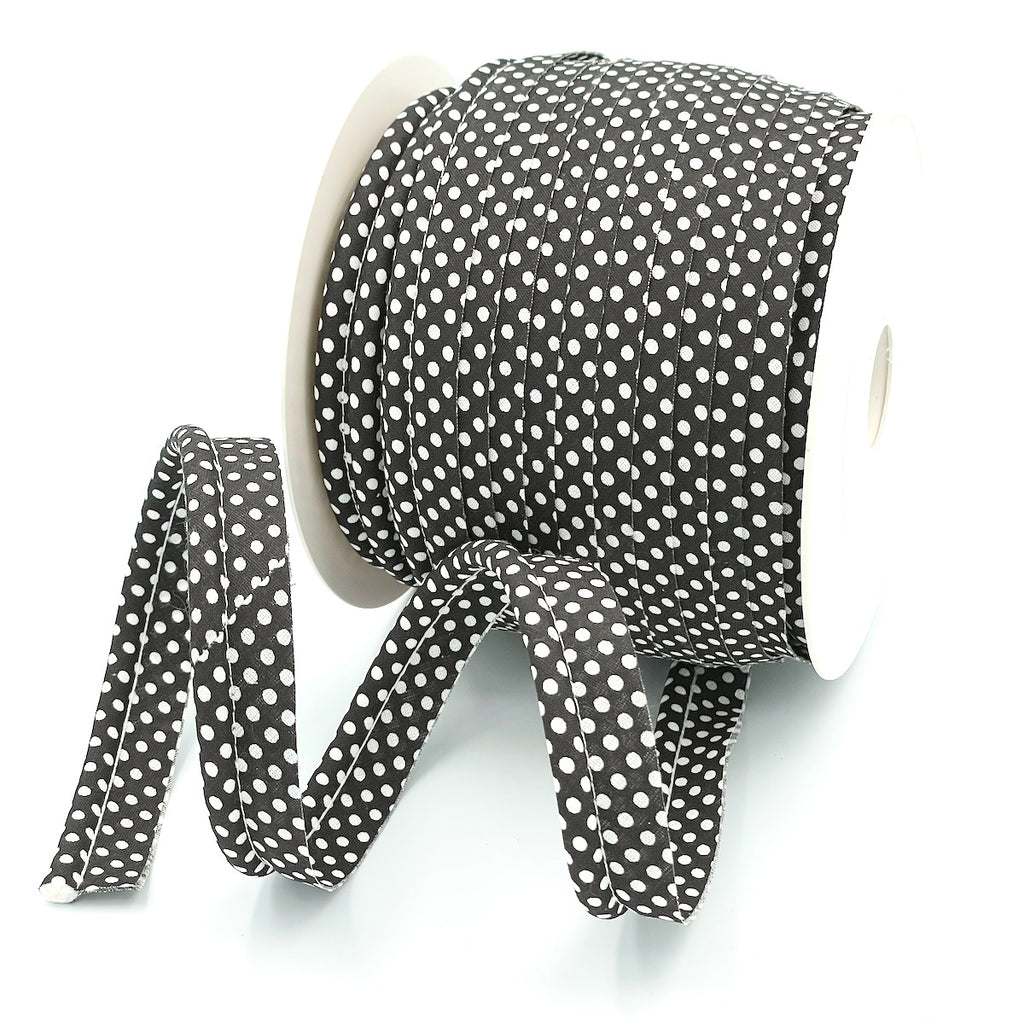 5m Roll of Large Polka Dot Piping Bias Binding