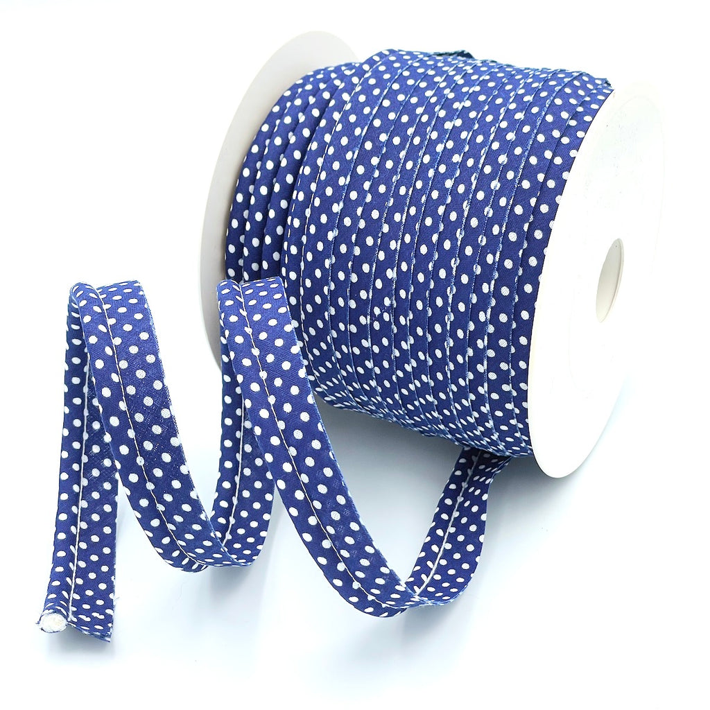 5m Roll of Large Polka Dot Piping Bias Binding