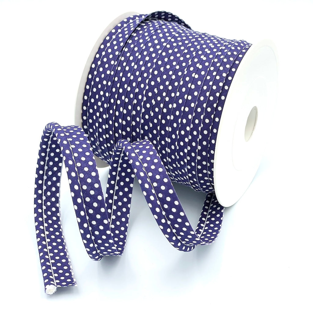 5m Roll of Large Polka Dot Piping Bias Binding