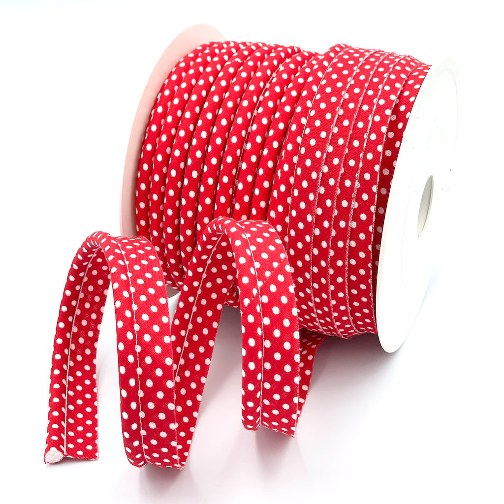 5m Roll of Large Polka Dot Piping Bias Binding