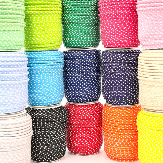 25m Reel of Medium Polka Dot Piping Bias Binding