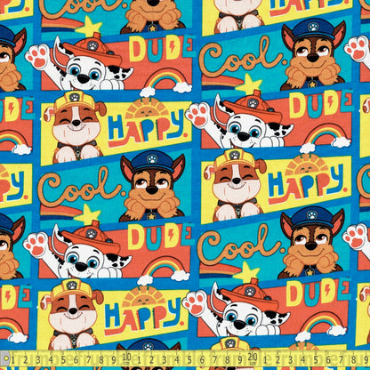 David Textiles - Paw Patrol Happy Cool Dude - Blue - Sewing and Dressmaking Fabric