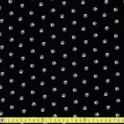 Dear Stella - Dog Days Paws - Jet Black - Sewing and Dressmaking Fabric