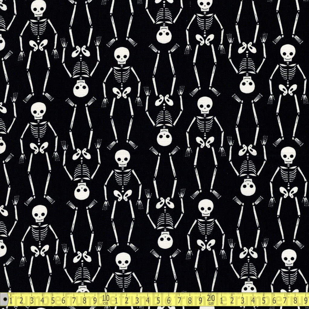 Dear Stella - Harvest Moon Skeletons - Tar - Sewing and Dressmaking Fabric