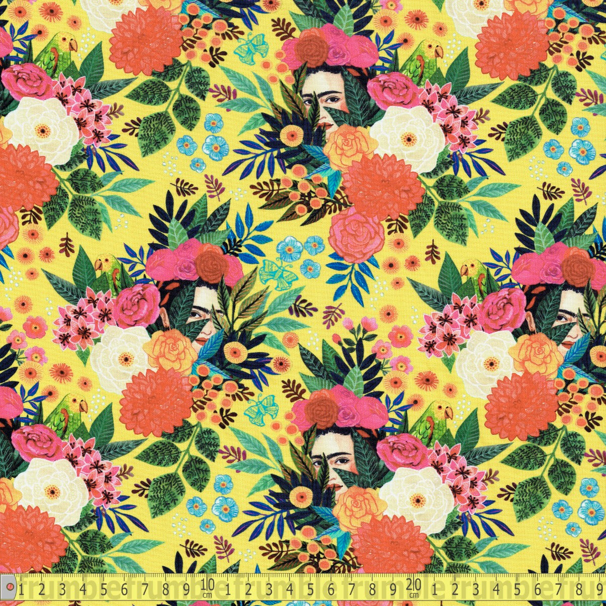 Dear Stella - Hola Frida Main Print - Buttercup - Sewing and Dressmaking Fabric
