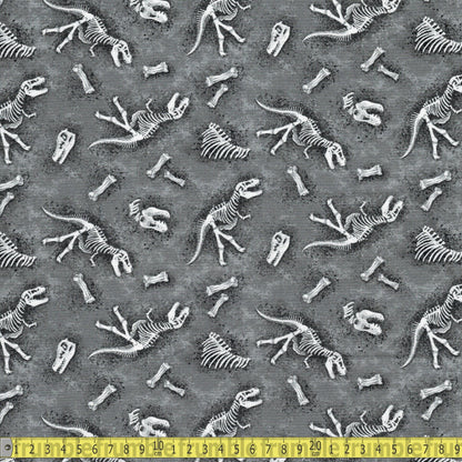 Dinosaur Fossils (Grey) Quilting Fabric by Michael Miller - Sewing and Dressmaking Fabric