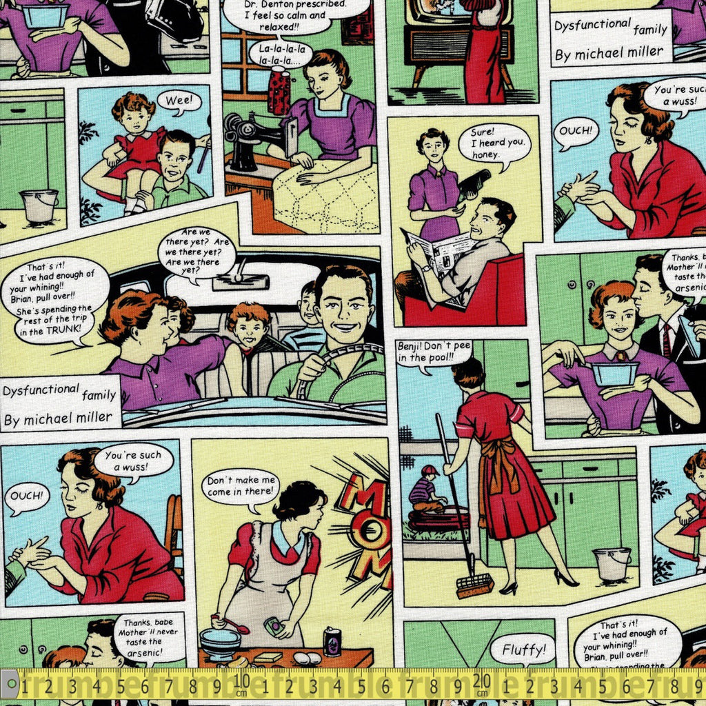 Dysfuntional Family (Multi) Quilting Fabric by Michael Miller - Sewing and Dressmaking Fabric