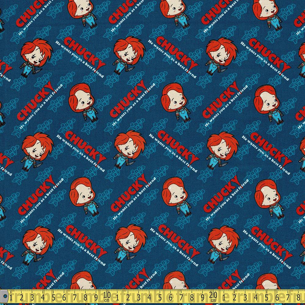 Eugene Textiles - Chucky Movie Toss - Teal Sewing and Dressmaking Fabric