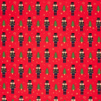 Christmas Nutcracker & Trees - French Terry Fabric - Red
