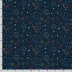 Outer Space Planets & Stars - French Terry Fabric - Navy
