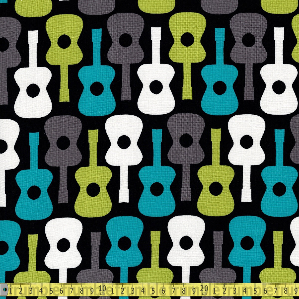 Groovy Guitar (Lagoon) Quilting Fabric by Michael Miller - Sewing and Dressmaking Fabric