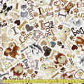 Happiness is Pawsome Dog (Cream) Fabric by Timeless Treasures