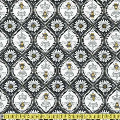 Hive Queen (Charcoal) Quilting Fabric by Michael Miller - Sewing and Dressmaking Fabric