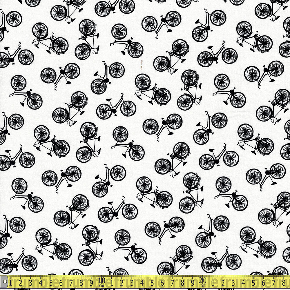 Makower UK - Bicycles - Black and White Sewing and Dressmaking Fabric