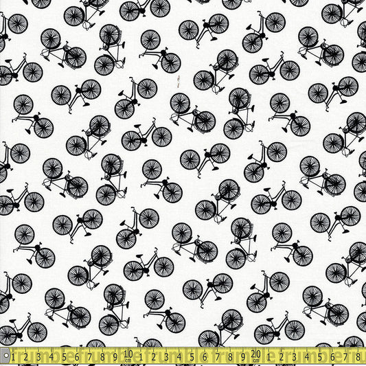 Makower UK - Bicycles - Black and White Sewing and Dressmaking Fabric