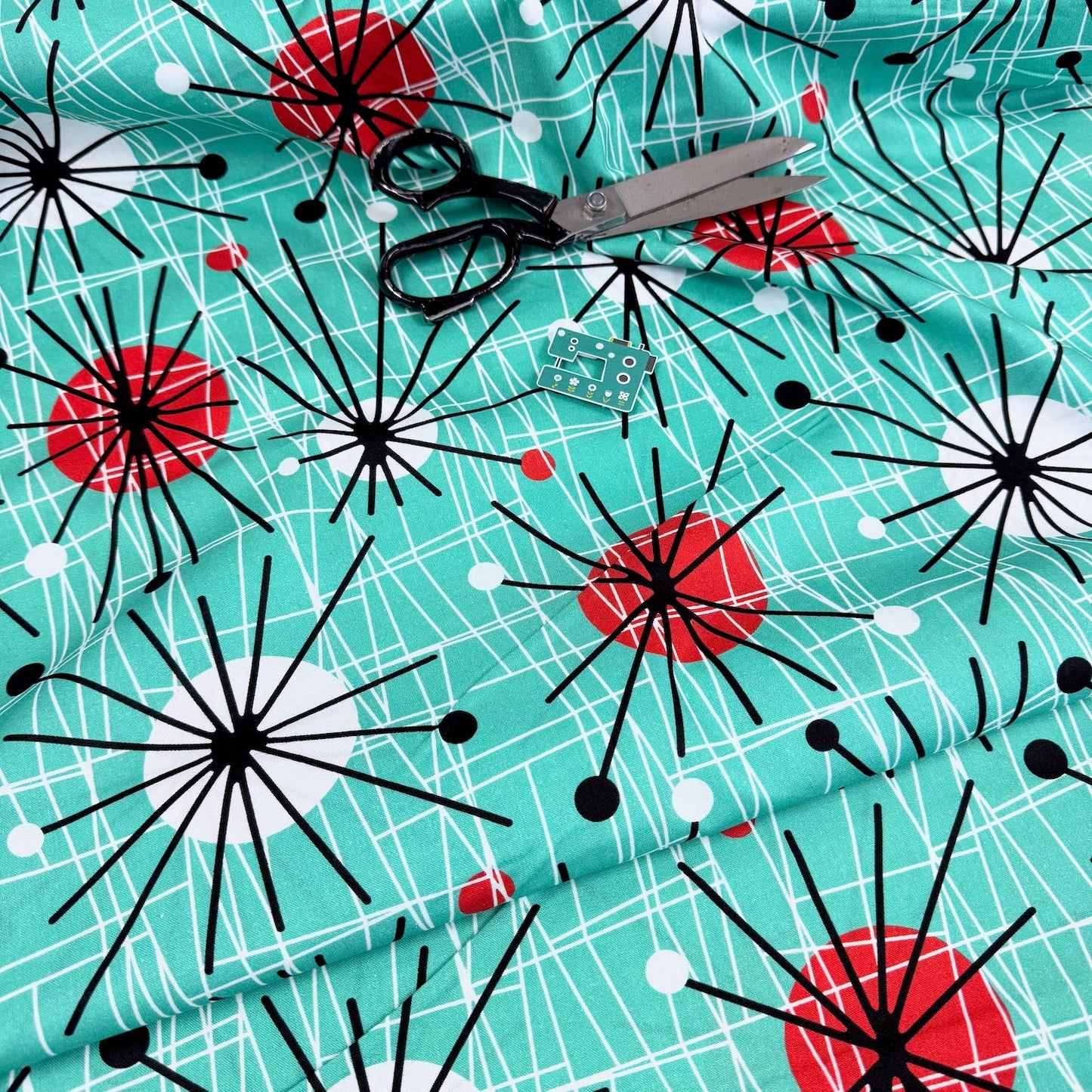 Michael Miller - 108 Inch WIDE Atomic - Turquoise - Sewing and Dressmaking Fabric