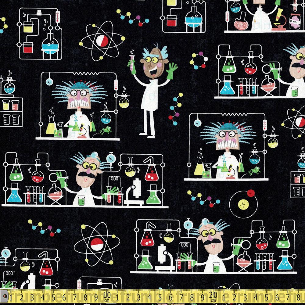 Michael Miller - Stem Squad - Mad Scientist Black Sewing and Dressmaking Fabric