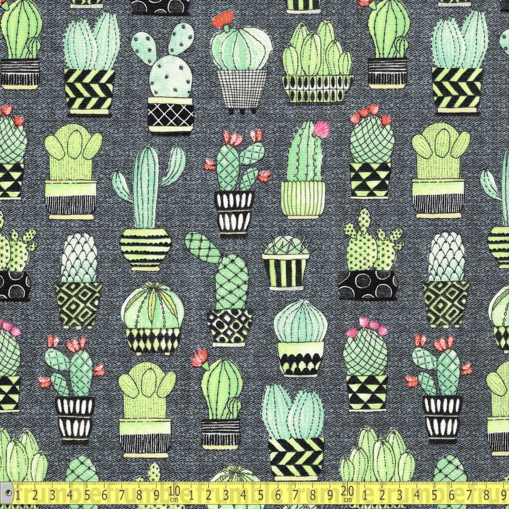 Michael Miller CANVAS - Cactus Hoedown - Grey - Sewing and Dressmaking Fabric