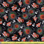 Northcott Fabrics - Till Death Us Do Part Hearts - Black - Sewing and Dressmaking Fabric