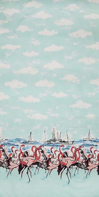 Flamingo Border (Seafoam) Quilting Fabric by Michael Miller (Per Metre)