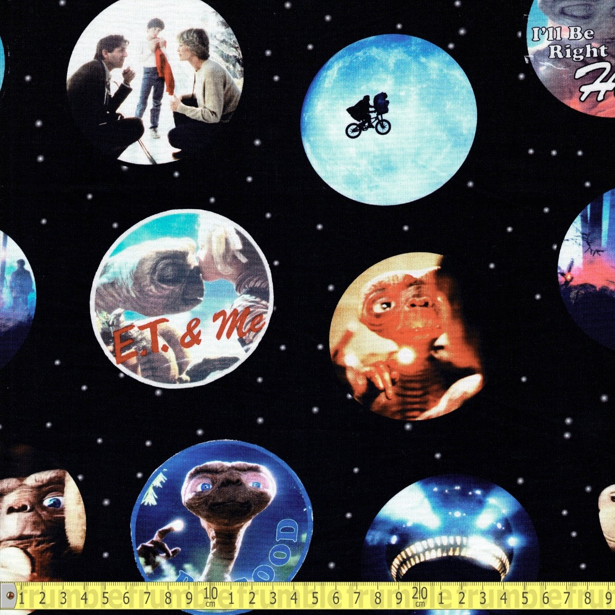 Quilting Cotton - E.T The Extra Terrestrial - Badges - Sewing and Dressmaking Fabric