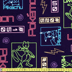 Robert Kaufman - Pokemon Neon Lights - Glowing Signs Purple - Sewing and Dressmaking Fabric