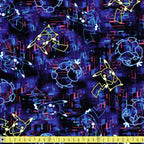 Robert Kaufman - Pokemon Neon Lights - Pikachu And Psyduck Midnight - Sewing and Dressmaking Fabric