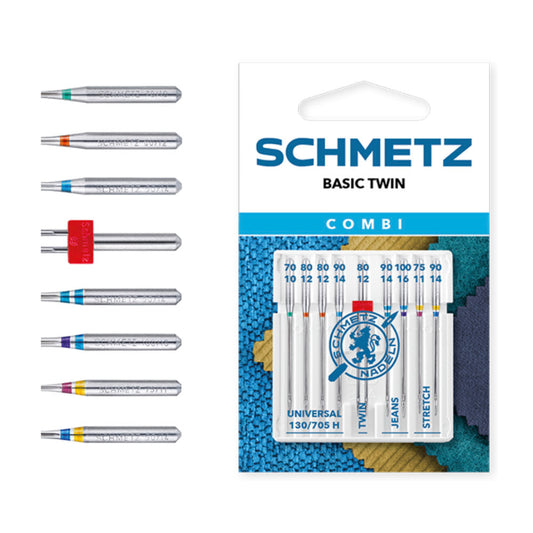 x8+1 Schmetz Needles Combi: Basic Twin Mix