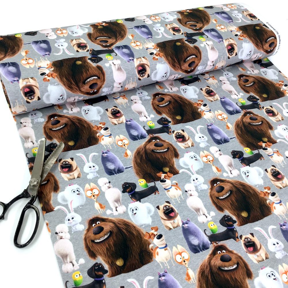 Secret Life of Pets - Printed French Terry - All Characters Grey Dressmaking Fabric