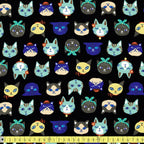 Sevenberry - Canvas Prints - Happy Cat Faces Black - Sewing and Dressmaking Fabric