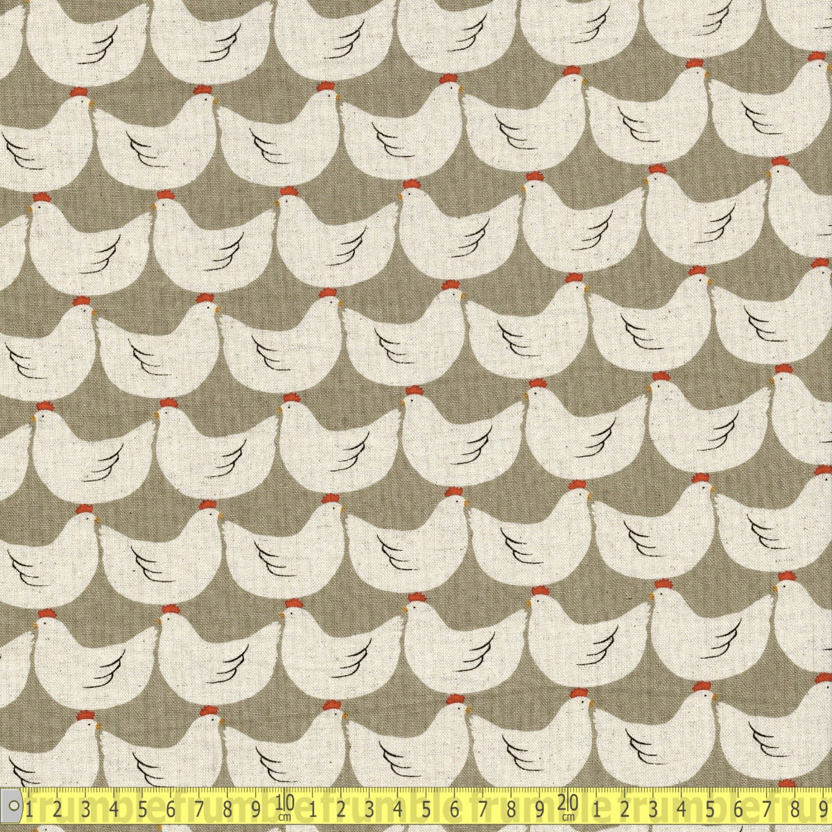 Sevenberry - Cotton Flax Prints - Chickens In a Row - Sewing and Dressmaking Fabric