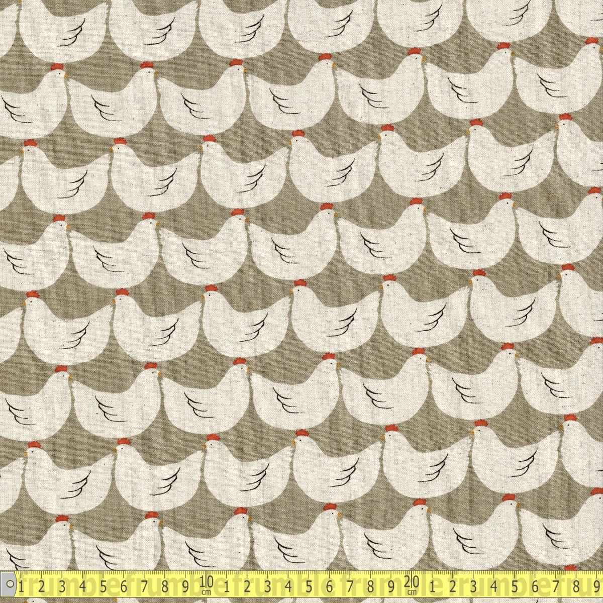 Sevenberry - Cotton Flax Prints - Chickens In a Row - Sewing and Dressmaking Fabric