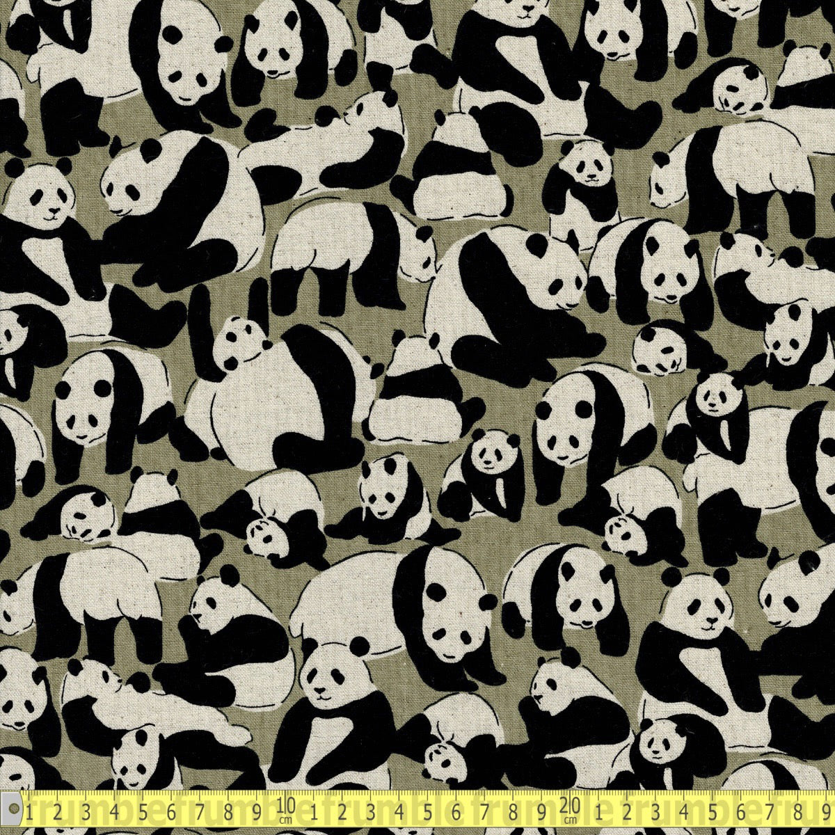 Sevenberry - Cotton Flax Prints - Playful Panda Bear - Sewing and Dressmaking Fabric