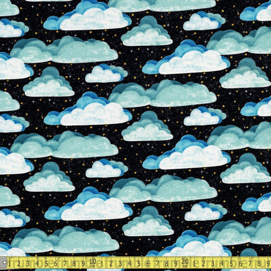 Space Clouds (Black) Quilting Fabric by Michael Miller - Sewing and Dressmaking Fabric