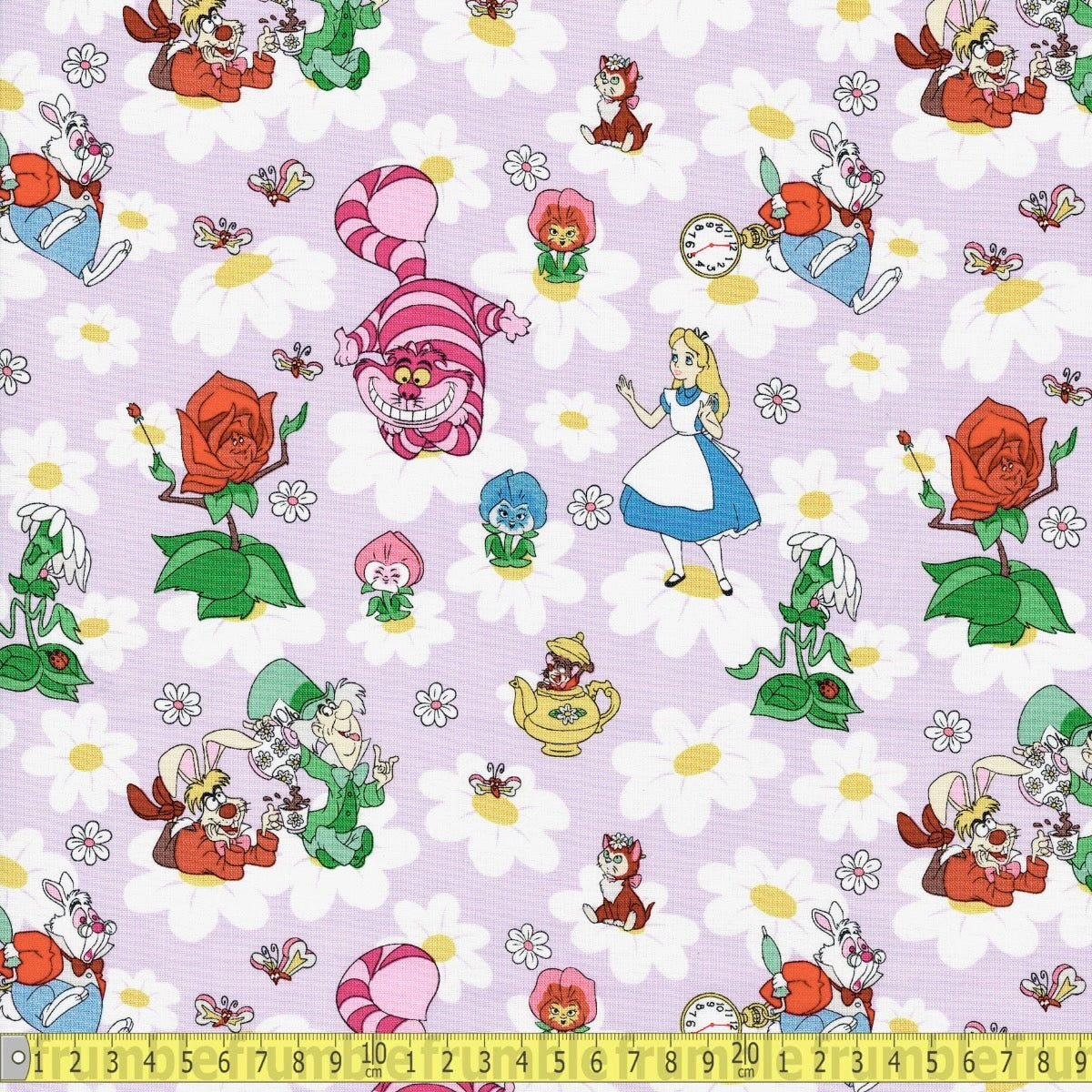 Springs Creative - Alice In Wonderland - Alice And Friends Among Daisies - Sewing and Dressmaking Fabric