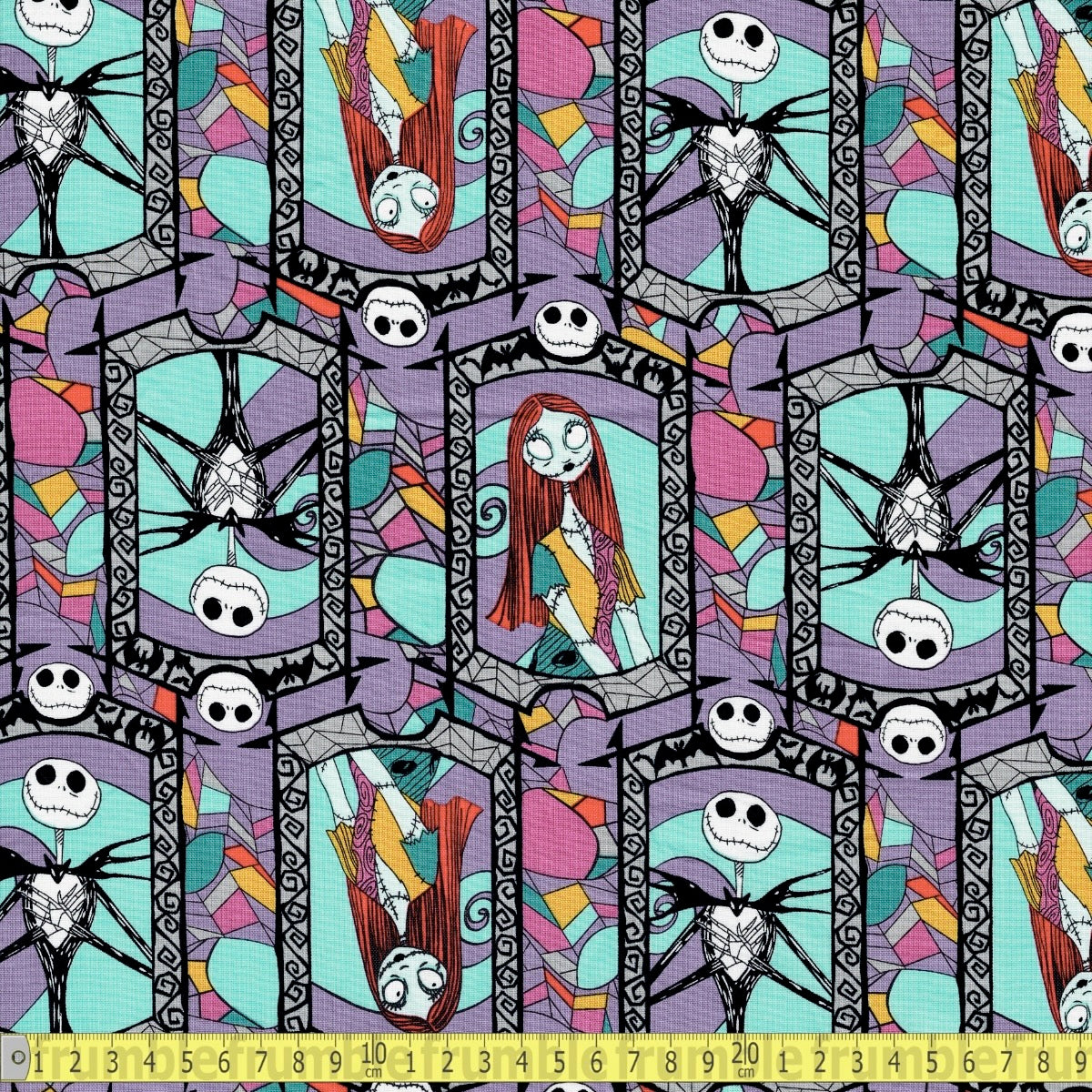 Springs Creative - Nightmare Before Christmas - Jack And Sally Stained Glass - Sewing and Dressmaking Fabric