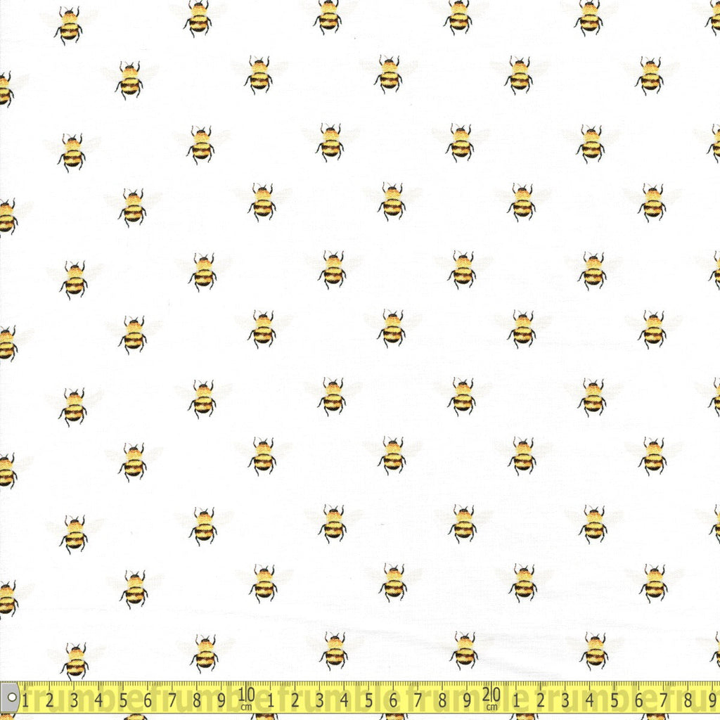 Springs Creative - Sunflower Garden Bees - White - Sewing and Dressmaking Fabric