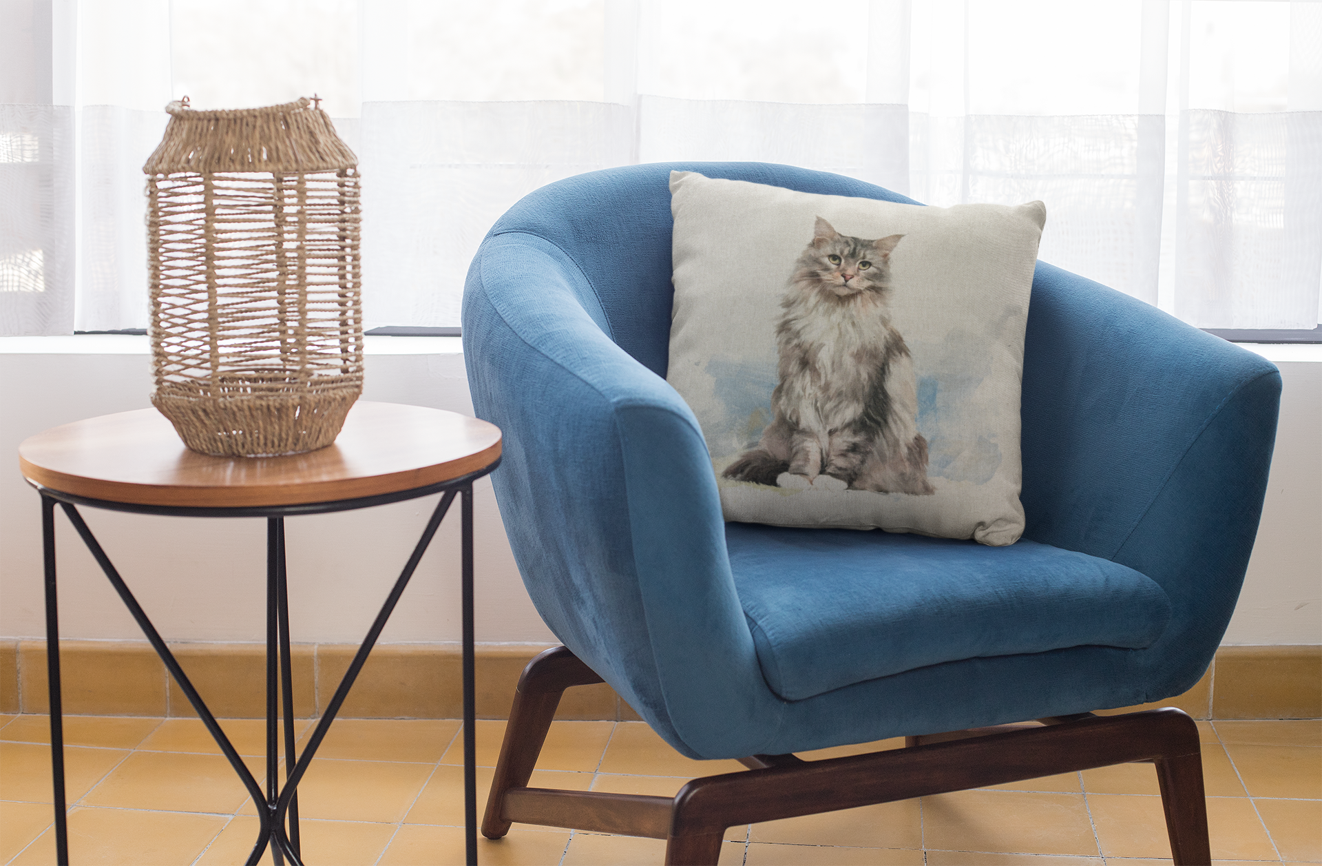 DIY Cushion Panel - Pet Fluffy Cat - Linen Look Canvas