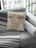 DIY Cushion Panel - Happy Sheep Face - Linen Look Canvas