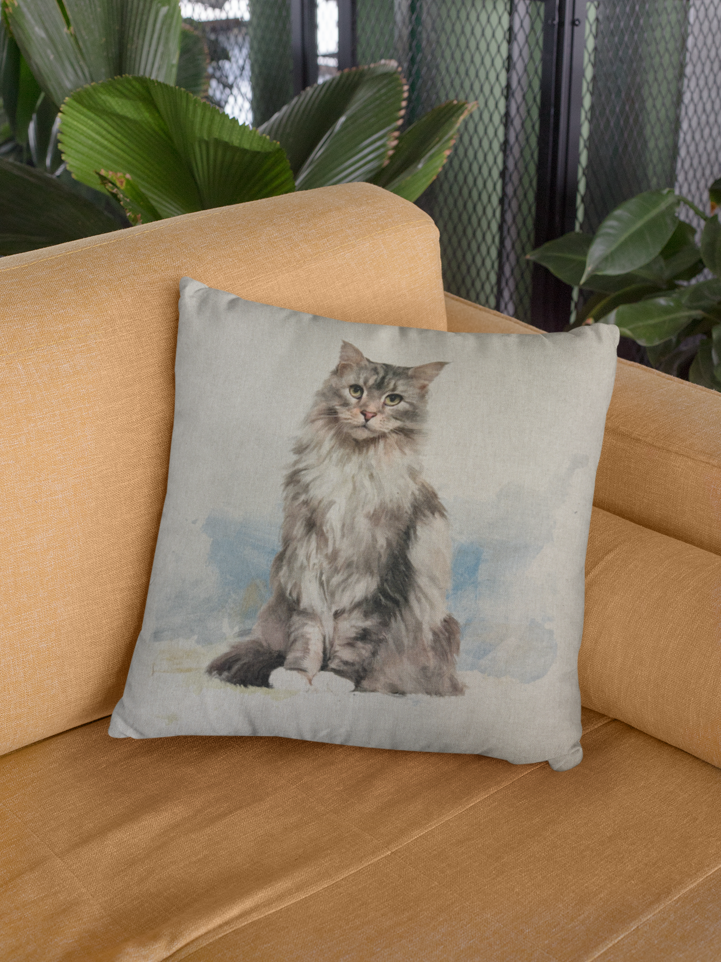 Cushion Panel - Pet Fluffy Cat - Linen Look Canvas