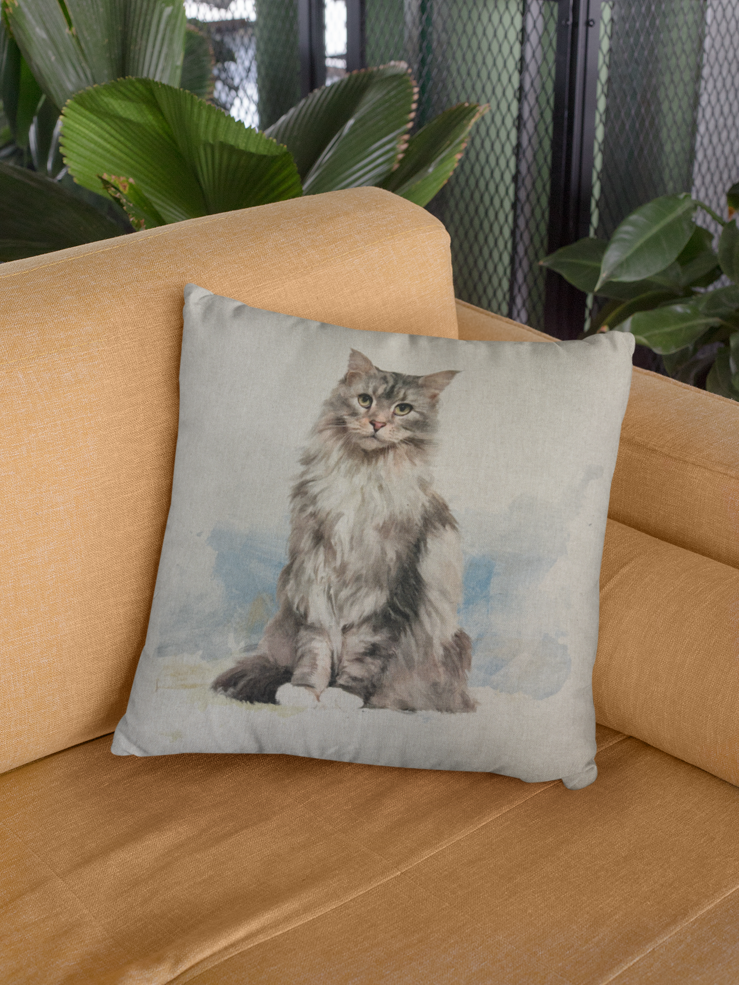 DIY Cushion Panel - Pet Fluffy Cat - Linen Look Canvas