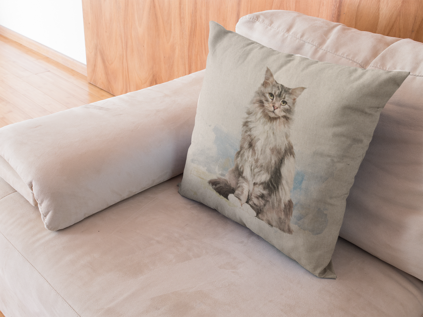 Cushion Panel - Pet Fluffy Cat - Linen Look Canvas