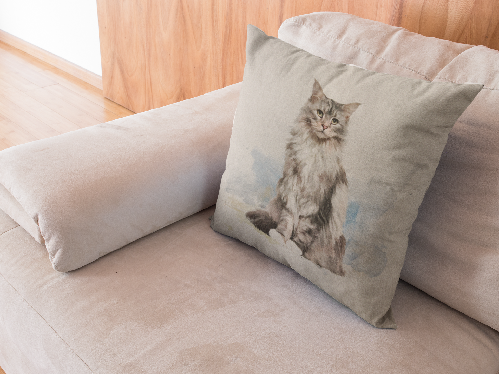 DIY Cushion Panel - Pet Fluffy Cat - Linen Look Canvas