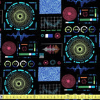 Studio E - Disco Tech Equalizer Circuits Black - Sewing and Dressmaking Fabric