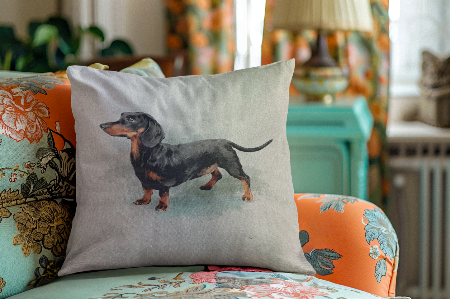 Cushion Panel - Dachshund Dog - Linen Look Canvas